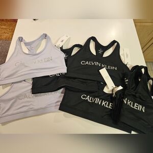 Calvin Klein NWOT Women's Logo Sports Bra Tops - SIZE L LOT OF 4